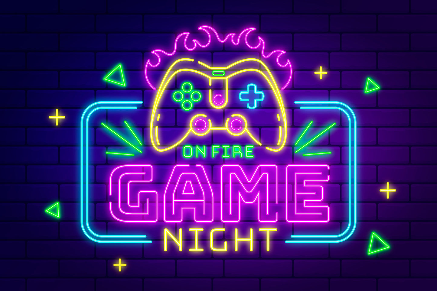 : Neon Light Fire Game Night with Remote Control