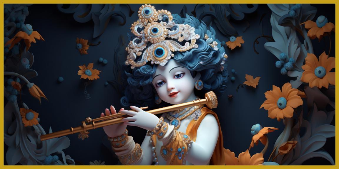 "Flute Play Krishna Ji Figurine - Perfect Hindu Religious Decor for Home & Office"