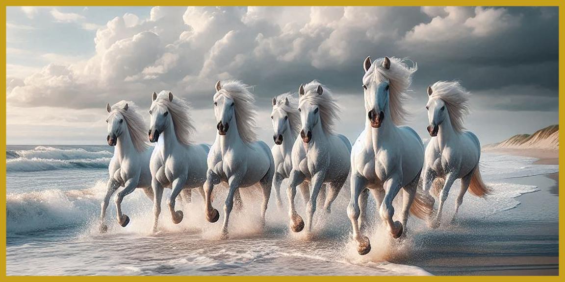 Seven White Horses - Beautiful Art Print