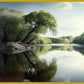 "Lake and Trees Nature Scene - Tranquil Landscape Artwork"