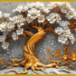 Golden Tree With White Flower: Wall Paintings by Canvas Myntra