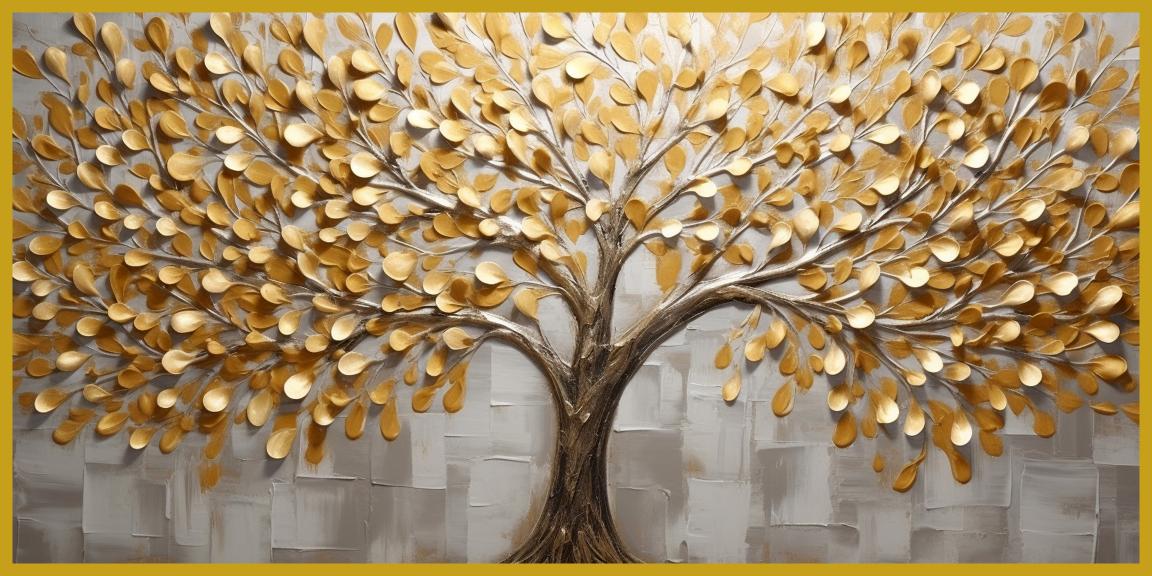 Gold Leaf tree: Wall Paintings by Canvas Myntra