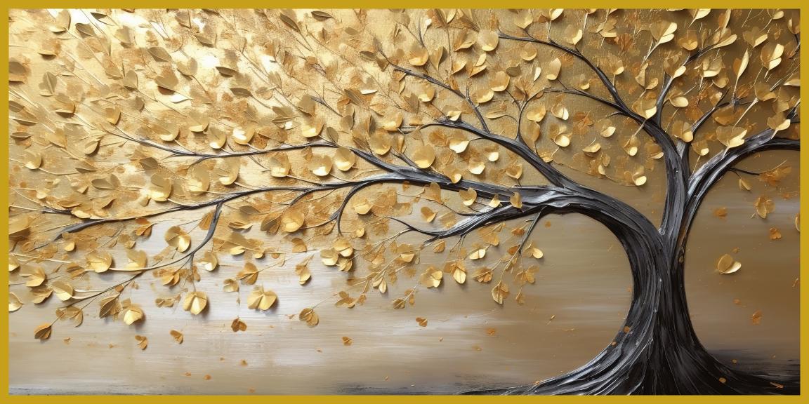 Gold Leaf tree vintage: Wall Paintings by Canvas Myntra