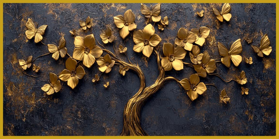 All gold In tree: Wall Paintings by Canvas Myntra