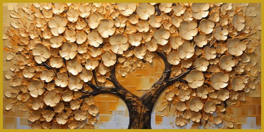 Old Gold Vintage Tree: Wall Paintings by Canvas Myntra