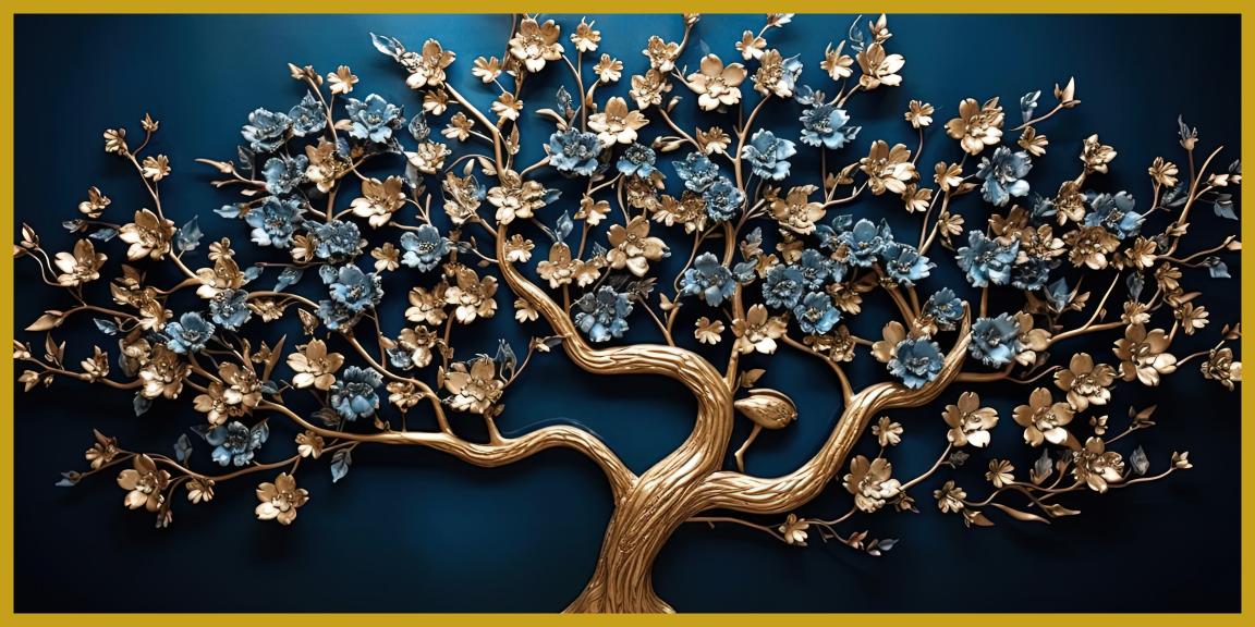 Gold Ruby tree: Wall Paintings by Canvas Myntra