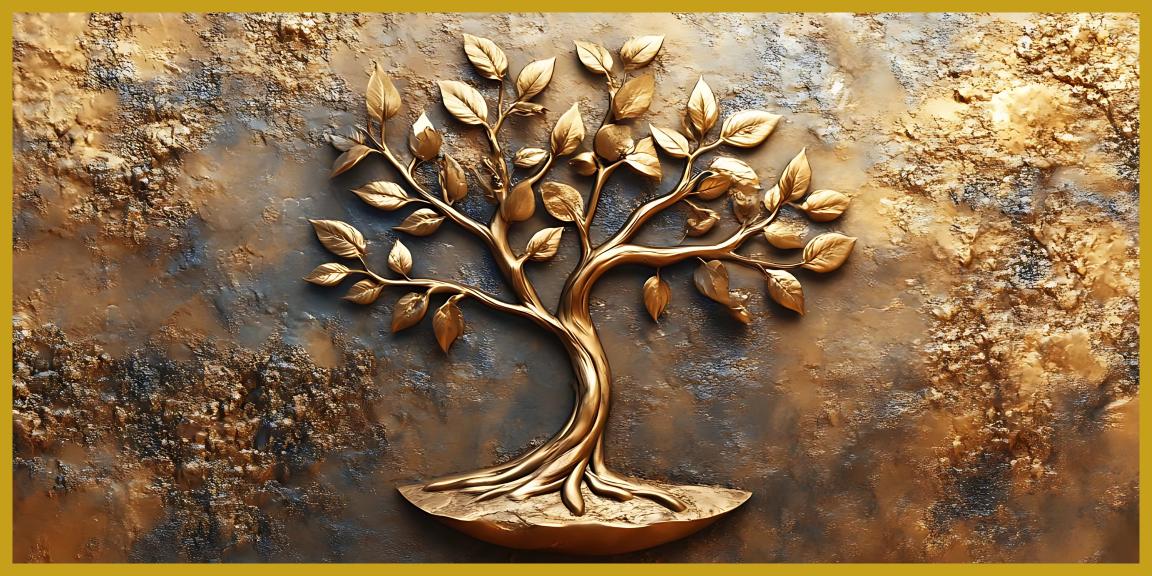 Old Vintage Gold Tree for Wealth: Wall Paintings by Canvas Myntra