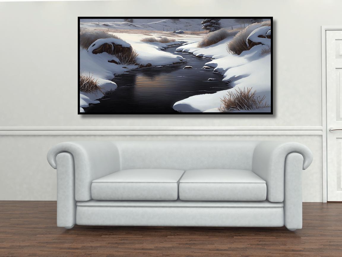 "Ice Landscape Photography Print - Frozen Nature Scene with Glaciers and Snow-Covered Mountains"