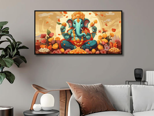 Elegant Ganesh Ji Sitting with Modak Idol for Home and Office Décor