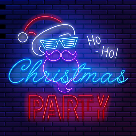 "Neon Light Christmas Party Theme with Santa"