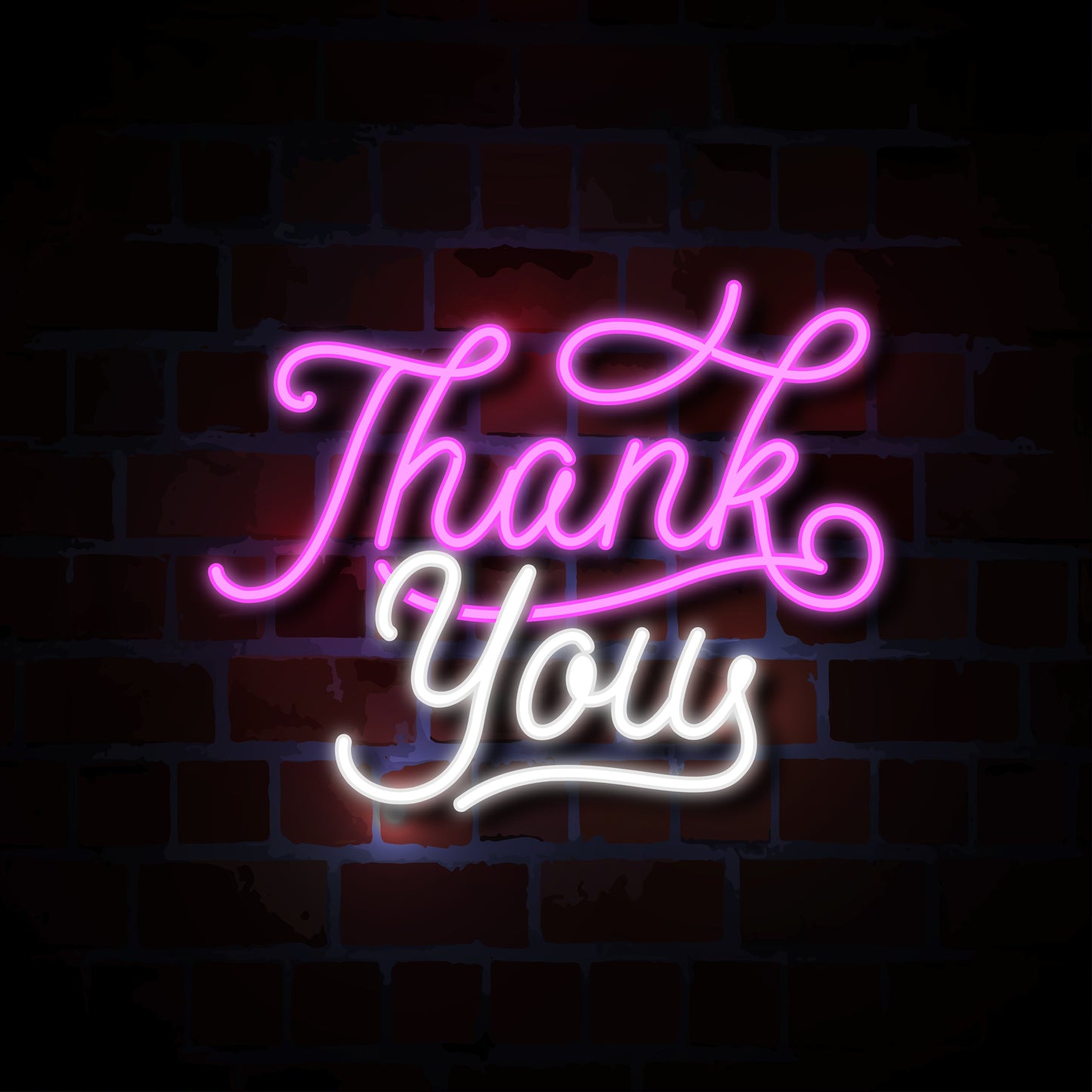 Neon Light Thank You with Stylish Font