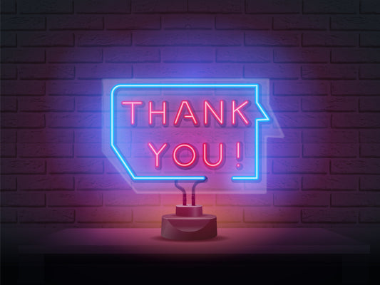 "Neon Lights Thank You Sign in Blue Color Box - LED Wall Decor"