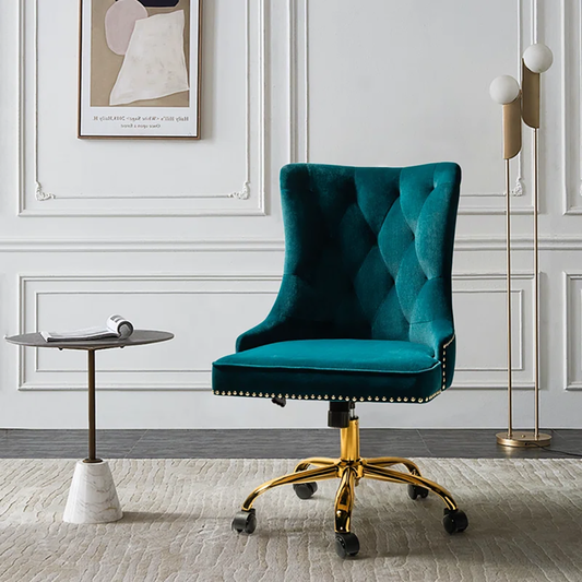 Doe Buck Velvet Swen task chair /study chair /office chair   for  study  Room, office  , swivel Armchair  with Gold base