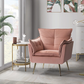 Doe Buck Velvet fyn Accent Chair/Lounge Chair for  Living Room, Bedroom, Armchair Sofa Chair with Gold Legs.