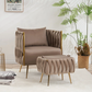 Doe Buck Velvet vegan  Accent Chair with ottoman /Lounge Chair for  Living Room, Bedroom, Armchair Sofa Chair with Gold Legs.