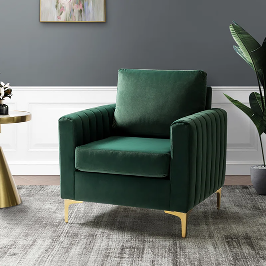 Doe Buck Velvet Rafeal  Accent Chair/Lounge Chair for  Living Room, Bedroom, Armchair Sofa Chair with Gold Legs.