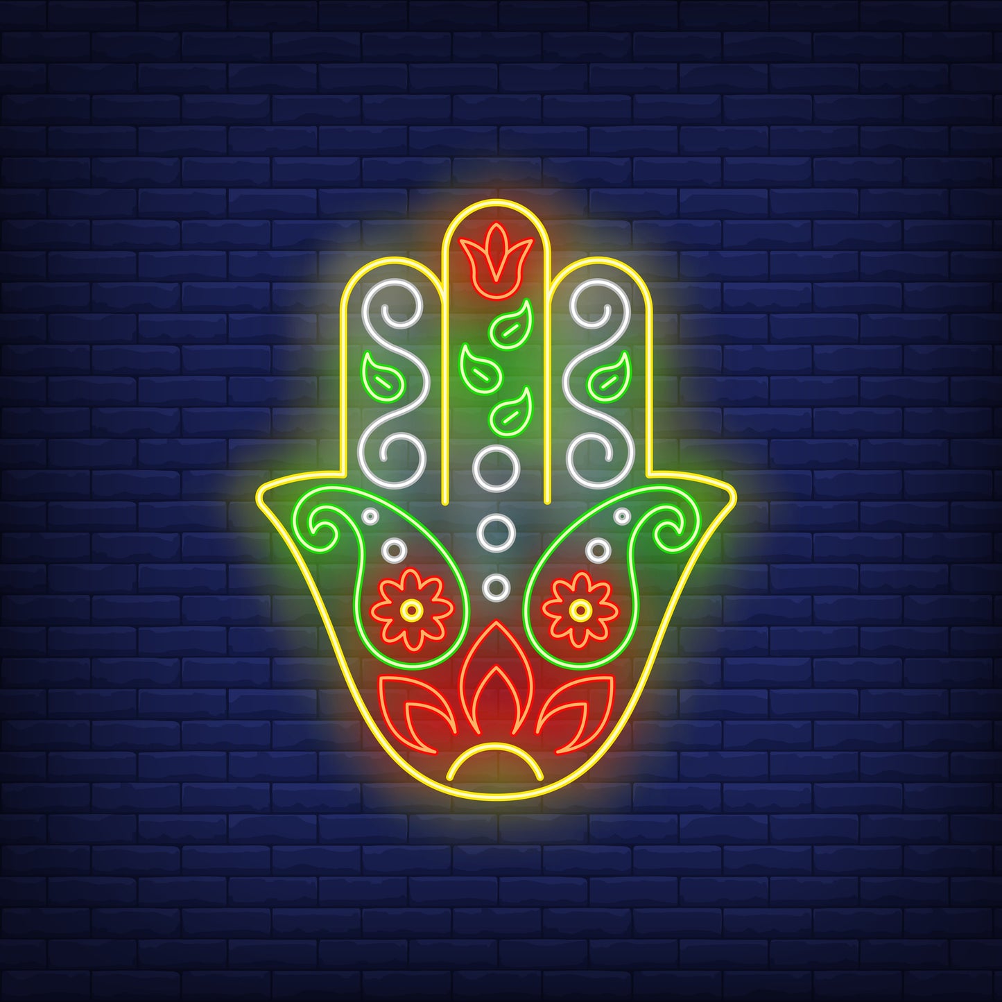 Neon Light Ganesh Hand