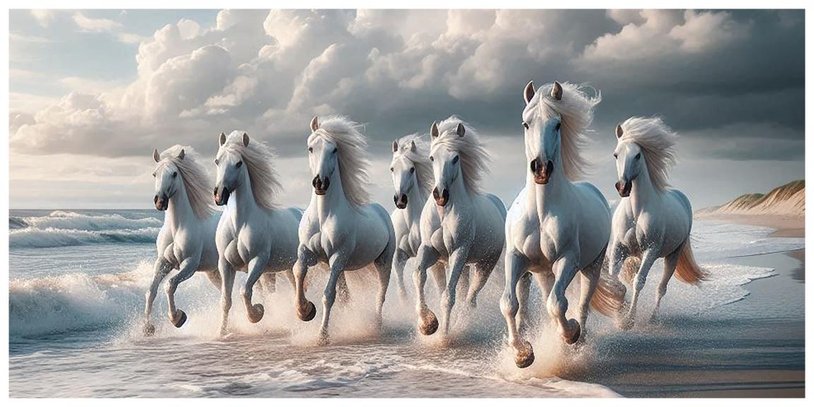 Seven White Horses - Beautiful Art Print