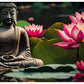 Buddha Ji Sitting in Water with Many Lotus Flowers