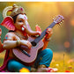 Four Arms Ganesh Ji Playing Guitar Statue - Unique Artistic Decor