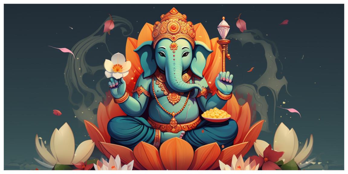 Ganesh Ji Sitting on Lotus Flower Idol - Divine Home Decor & Gift