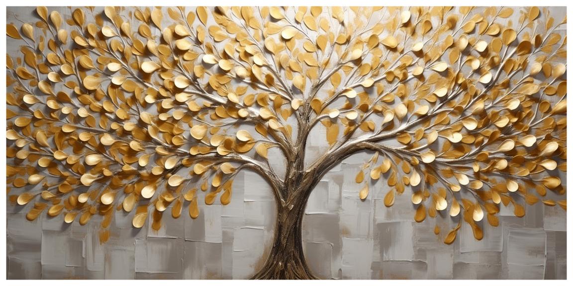 Gold Leaf tree: Wall Paintings by Canvas Myntra