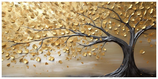 Gold Leaf tree vintage: Wall Paintings by Canvas Myntra