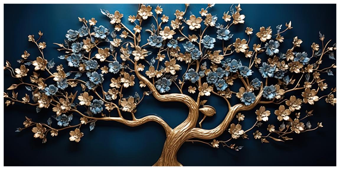 Gold Ruby tree: Wall Paintings by Canvas Myntra