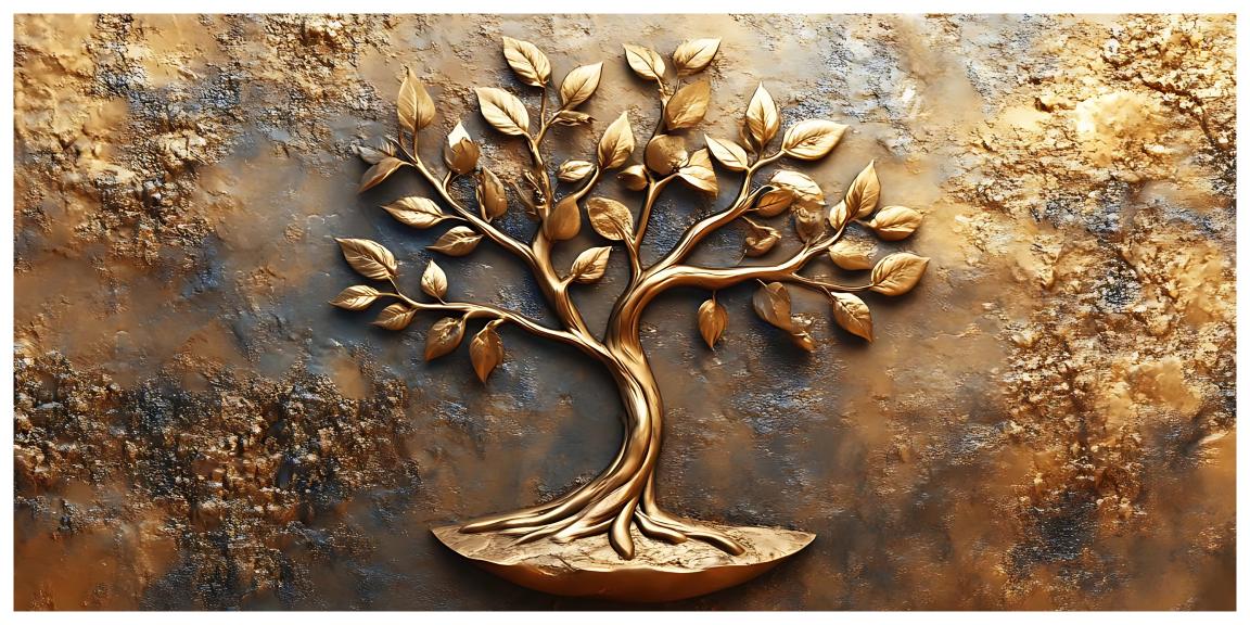 Old Vintage Gold Tree for Wealth: Wall Paintings by Canvas Myntra