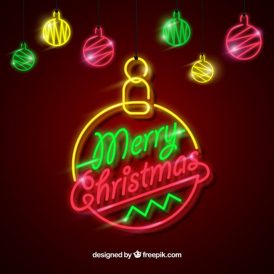 Neon Light Merry Christmas in Decorative Ball - Red and Green"