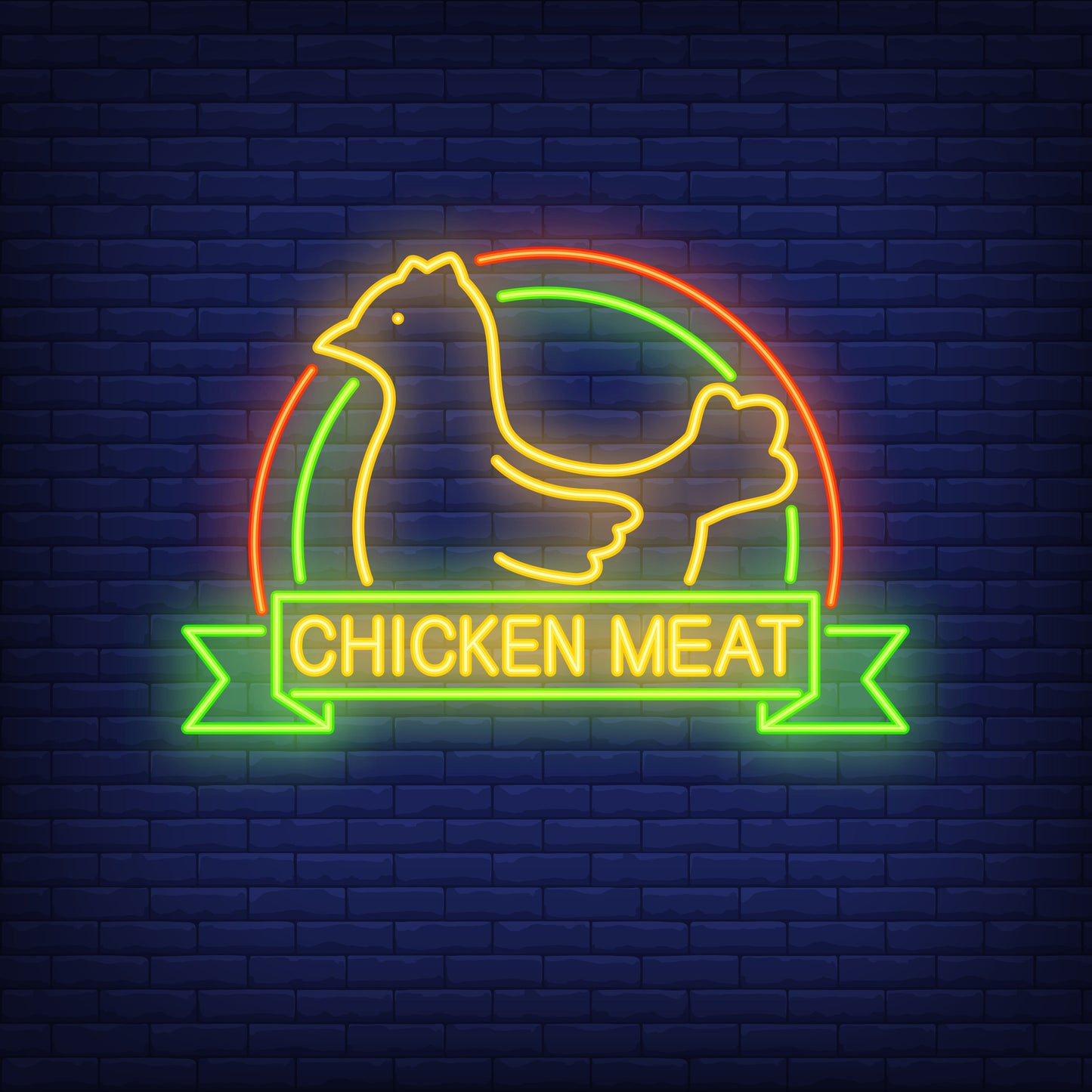 Neon Lights - Chicken Meet with Chicken in Circle"