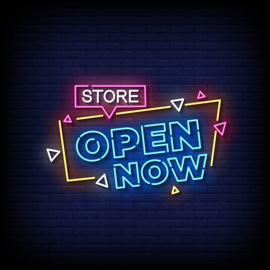 "Neon Lights Store Open Now - Small Triangles Design"