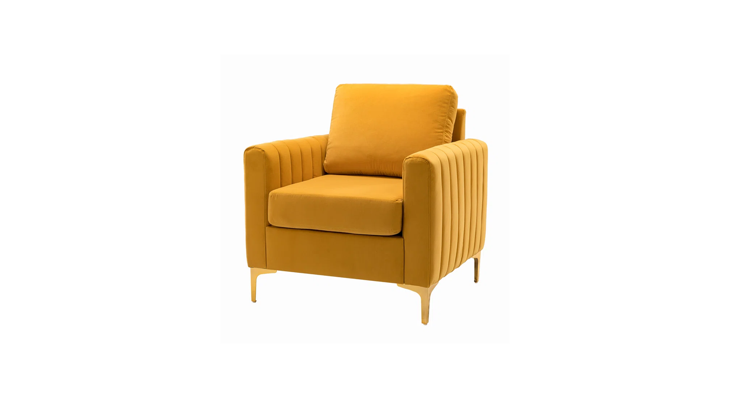 Doe Buck Velvet Rafeal  Accent Chair/Lounge Chair for  Living Room, Bedroom, Armchair Sofa Chair with Gold Legs.