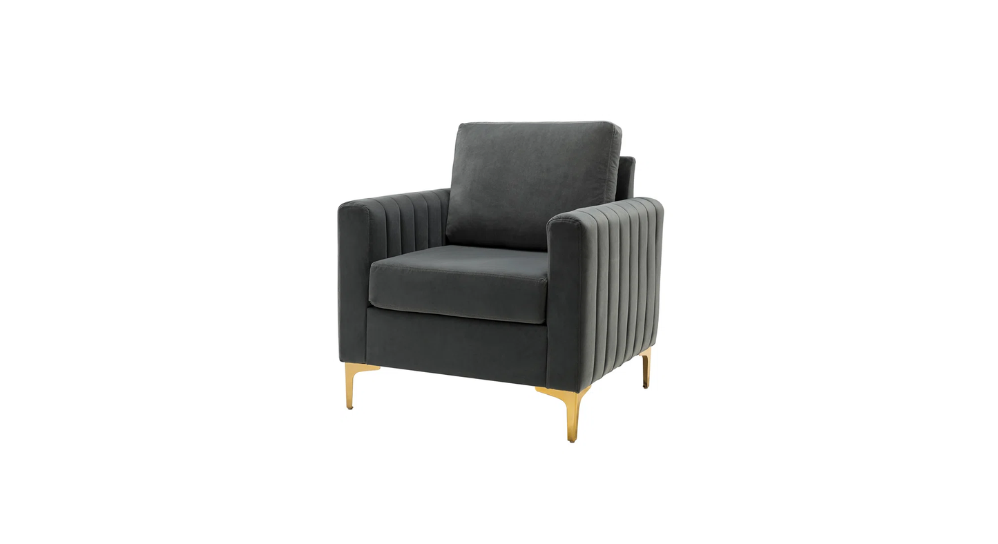 Doe Buck Velvet Rafeal  Accent Chair/Lounge Chair for  Living Room, Bedroom, Armchair Sofa Chair with Gold Legs.