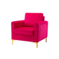 Doe Buck Velvet Rafeal  Accent Chair/Lounge Chair for  Living Room, Bedroom, Armchair Sofa Chair with Gold Legs.