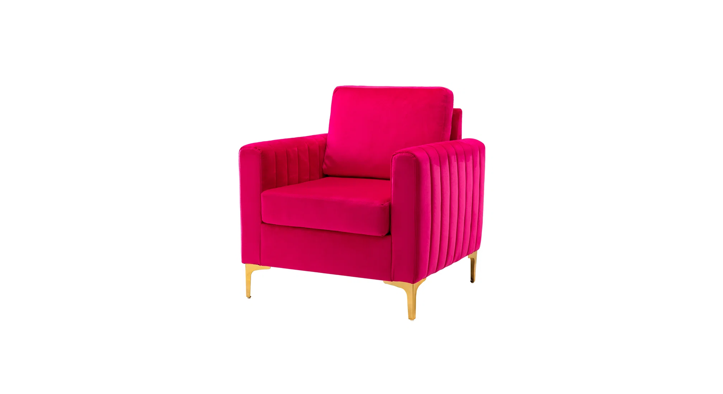 Doe Buck Velvet Rafeal  Accent Chair/Lounge Chair for  Living Room, Bedroom, Armchair Sofa Chair with Gold Legs.