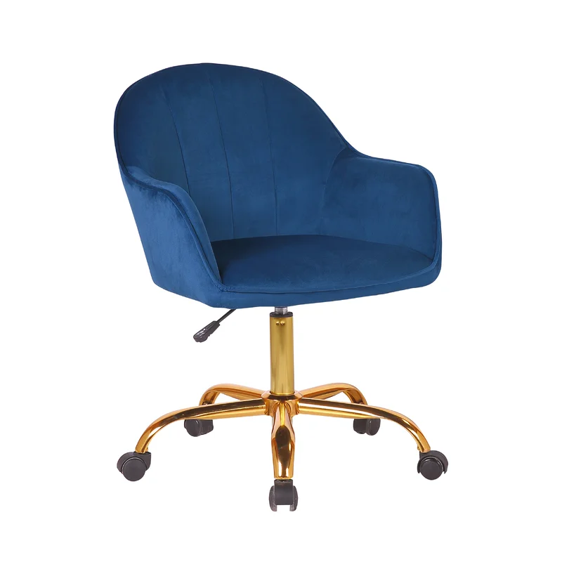 Doe Buck Blue Auroratask Swivel Office Chair with Gold Base | Study & Work Armchair for Home and Office