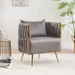 Doe Buck Velvet vegan  Accent Chair with ottoman /Lounge Chair for  Living Room, Bedroom, Armchair Sofa Chair with Gold Legs.