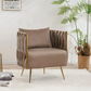 Doe Buck Velvet vegan  Accent Chair with ottoman /Lounge Chair for  Living Room, Bedroom, Armchair Sofa Chair with Gold Legs.