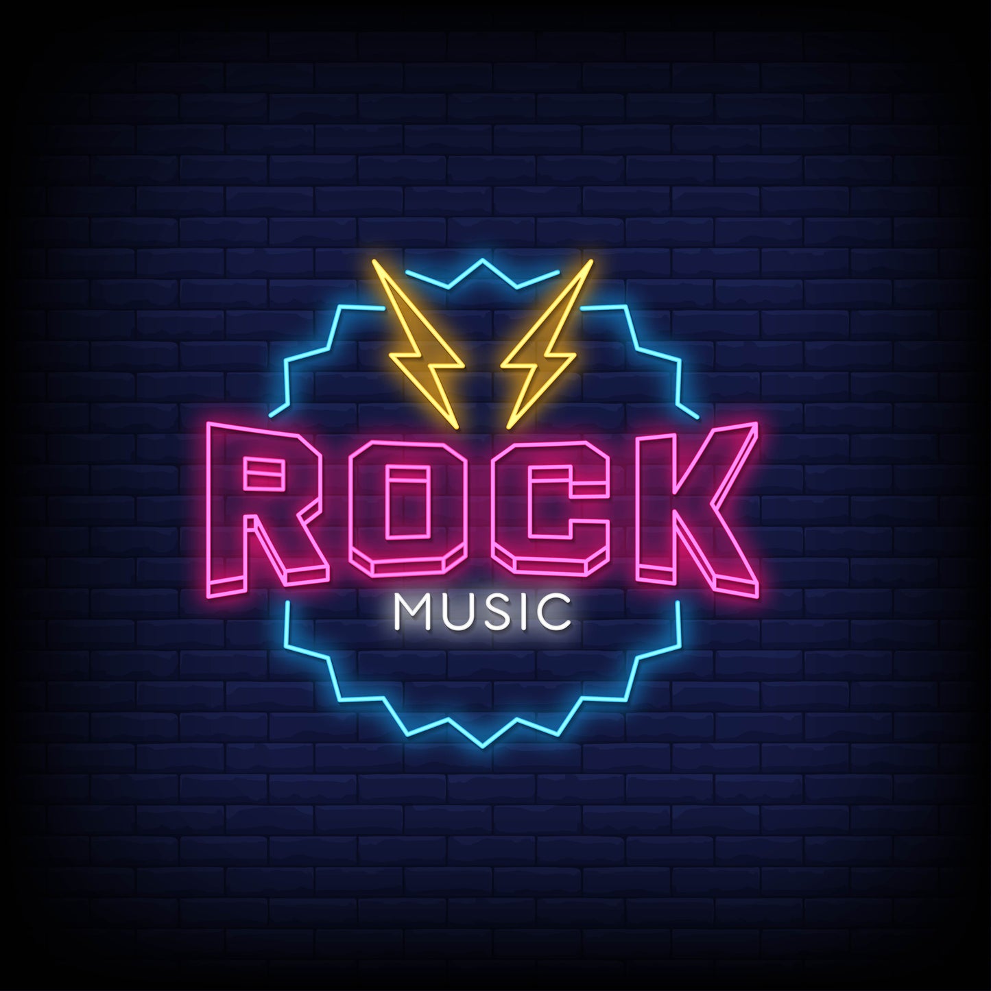 Neon Lights Rock Music Star Wall Art