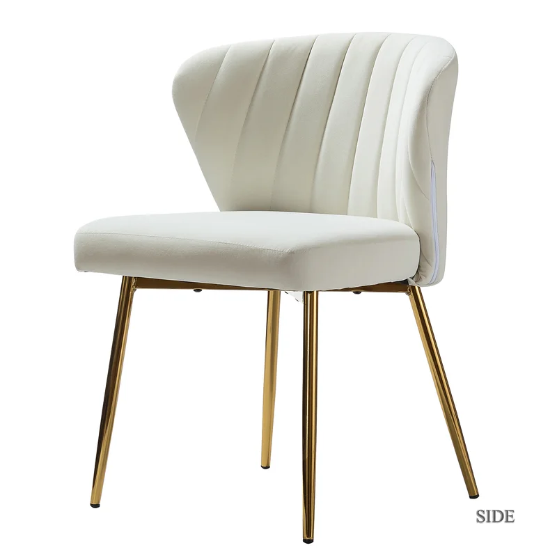 Doe Buck Velvet Chimene   Accent Chair/dining chair/café chair  for  Living Room, dining room ,restaurant  Armchair  with Gold Legs.