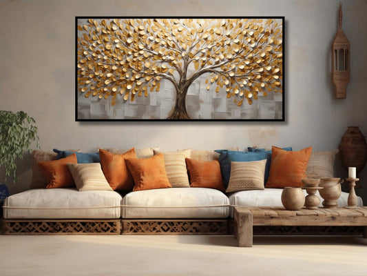 Gold Leaf tree: Wall Paintings by Canvas Myntra