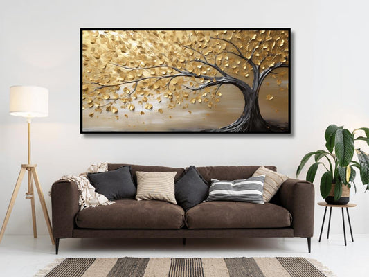 Gold Leaf tree vintage: Wall Paintings by Canvas Myntra