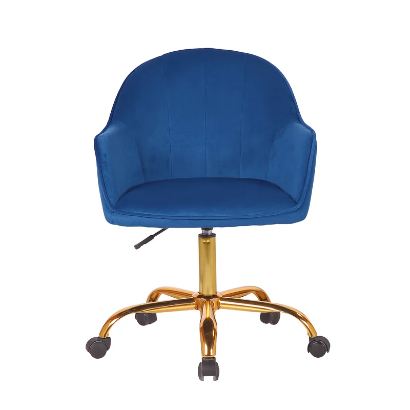 Doe Buck Blue Auroratask Swivel Office Chair with Gold Base | Study & Work Armchair for Home and Office