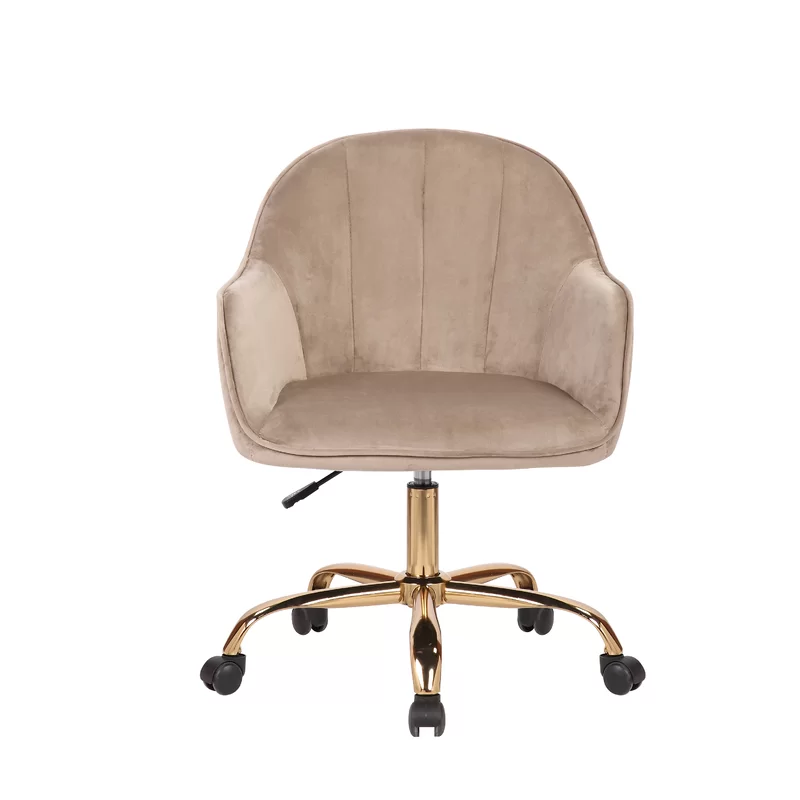 Comfy Doe Buck Auroratask Chair | Study, Office Swivel Chair with Gold Base & Armrests