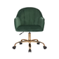 Comfy Doe Buck Green Auroratask Chair | Study, Office Swivel Chair with Gold Base & Armrests