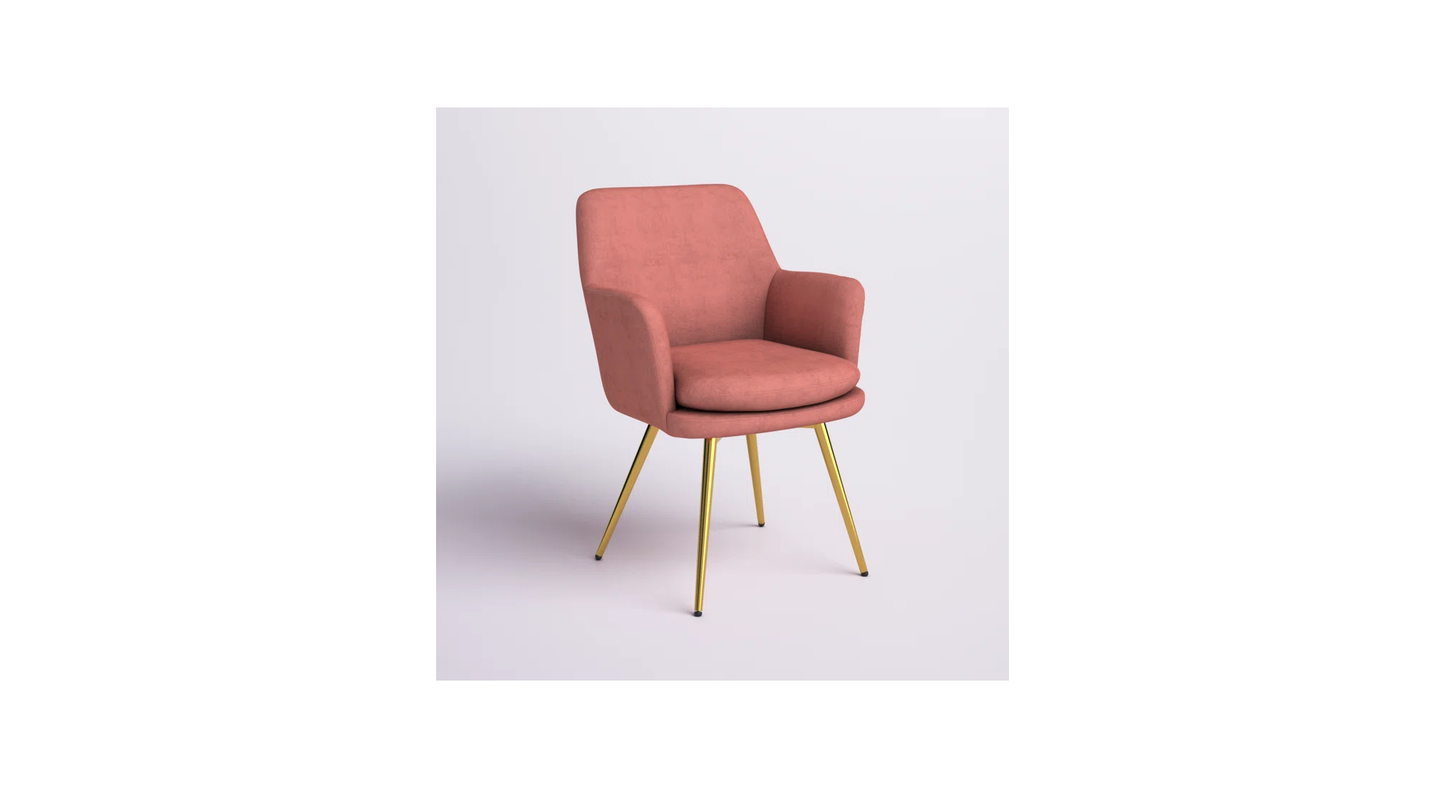 Doe Buck Velvet Tonas   Accent Chair/dining chair/café chair  for  Living Room, dining room ,restaurant  Armchair  with Gold Legs.