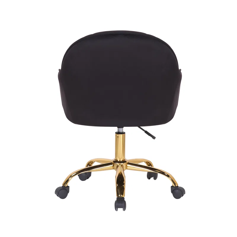 Doe Buck Black Auroratask Swivel Office Chair with Gold Base | Study & Work Armchair for Home and Office