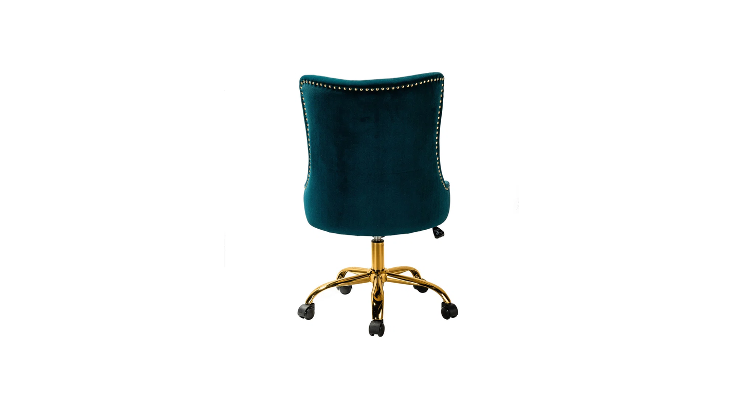 Doe Buck Velvet Swen task chair /study chair /office chair   for  study  Room, office  , swivel Armchair  with Gold base