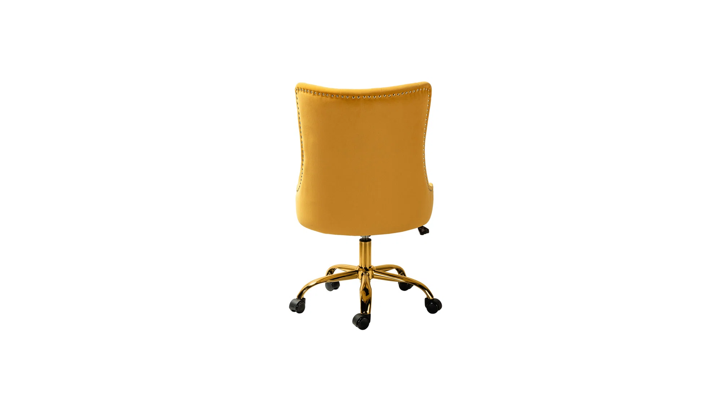 Doe Buck Velvet Swen task chair /study chair /office chair   for  study  Room, office  , swivel Armchair  with Gold base